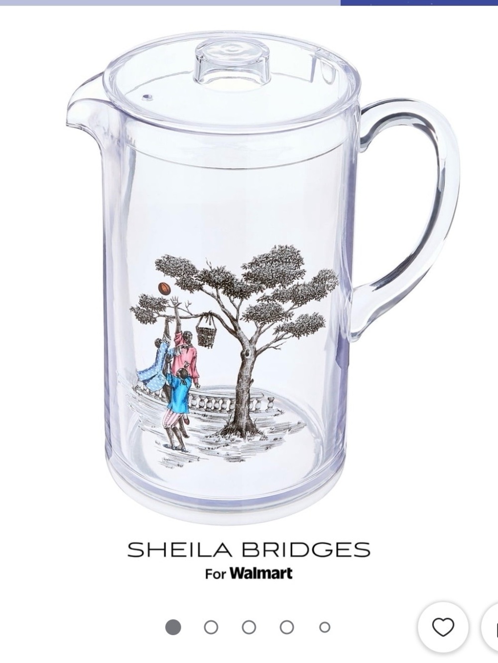 Sheila Bridges for Walmart Clear AcrylicPitcher w/Harlem Toile Scene - White - Picture 4 of 5